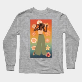 Flowers and Woman Long Sleeve T-Shirt